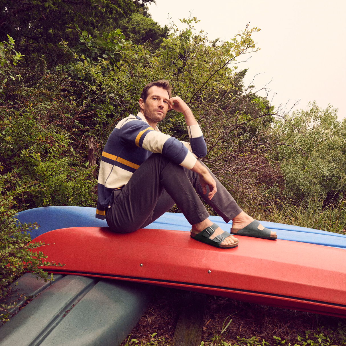 Birkenstock Arizona Slide Sandal (Men) - Desert Buck Whale Gray Nubuck Sandal - Slide - The Heel Shoe Fitters