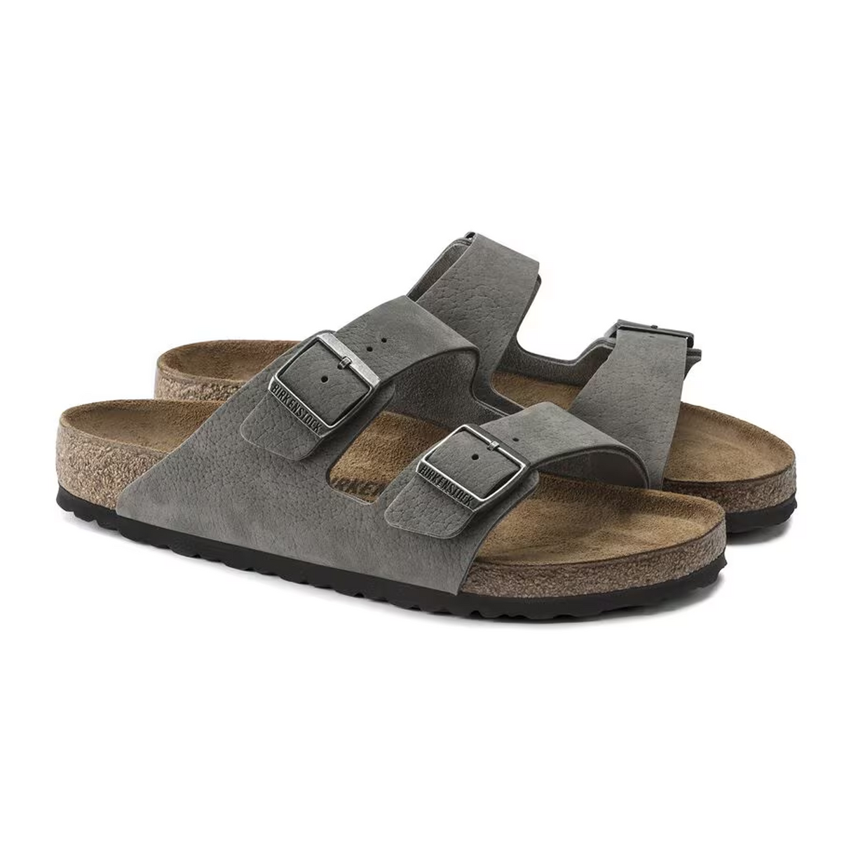 Birkenstock Arizona Slide Sandal (Men) - Desert Buck Whale Gray Nubuck Sandal - Slide - The Heel Shoe Fitters