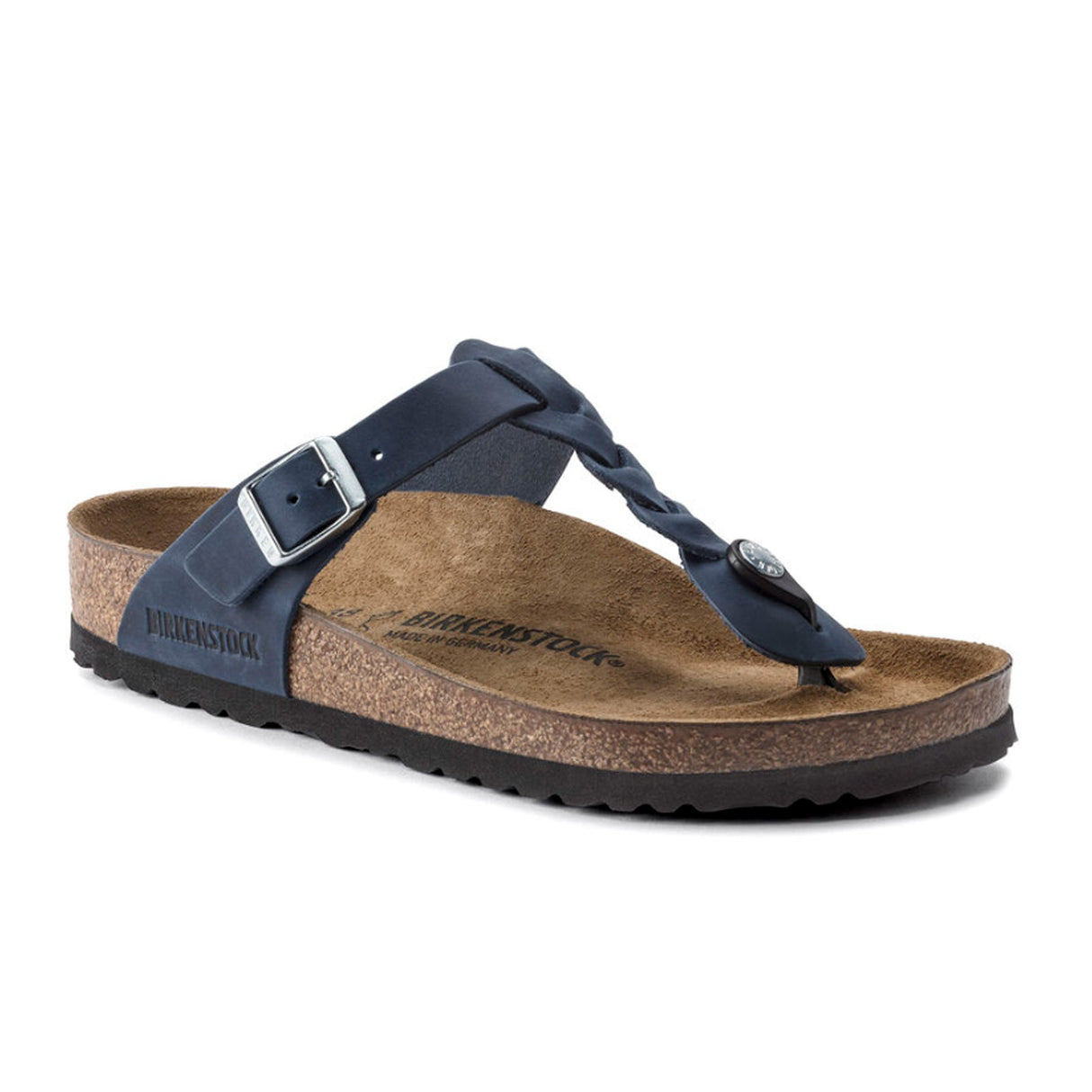Birkenstock Gizeh Braid Sandal (Women) - Navy Oiled Leather Sandal - Thong - The Heel Shoe Fitters