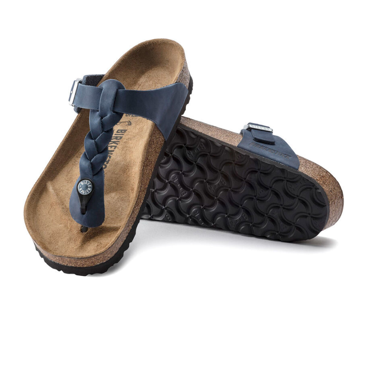 Birkenstock Gizeh Braid Sandal (Women) - Navy Oiled Leather Sandal - Thong - The Heel Shoe Fitters