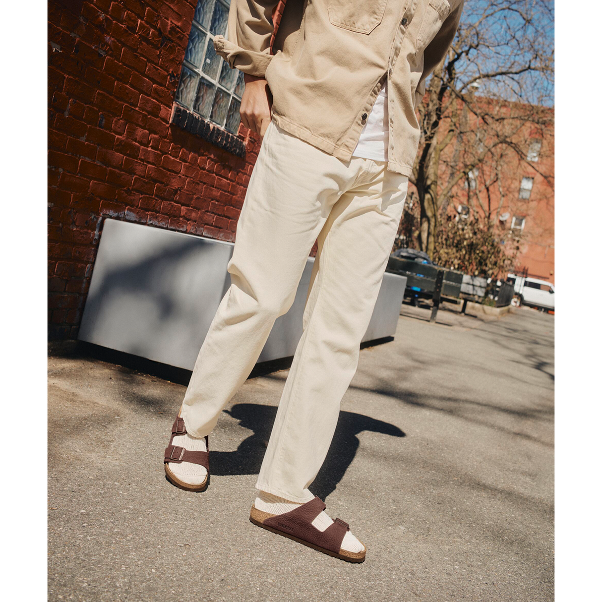 Birkenstock Arizona Slide Sandal (Men) - Desert Buck Roast Nubuck Sandal - Slide - The Heel Shoe Fitters