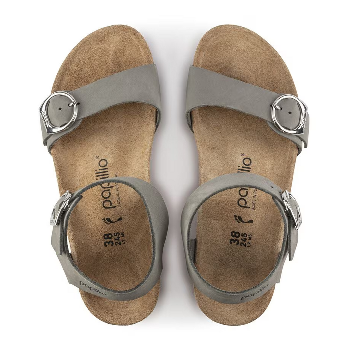 Birkenstock Soley Ring-Buckle Narrow Wedge Sandal (Women) - Dove Gray Nubuck Sandal - Heel/Wedge - The Heel Shoe Fitters