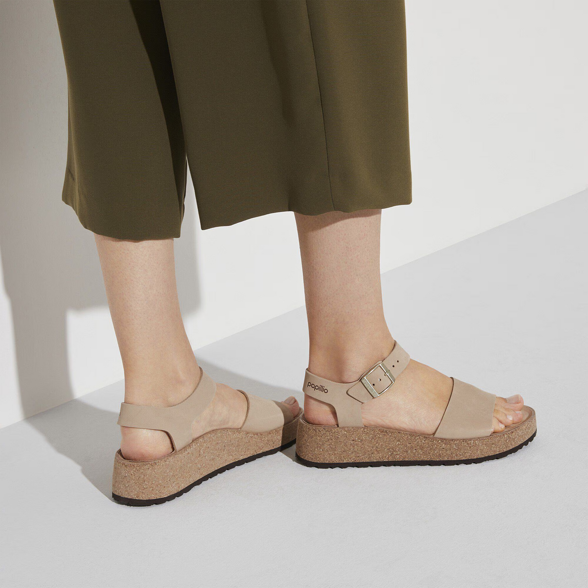 Birkenstock Glenda Narrow Wedge Sandal (Women) - Sandcastle Nubuck Leather Sandal - Heel/Wedge - The Heel Shoe Fitters