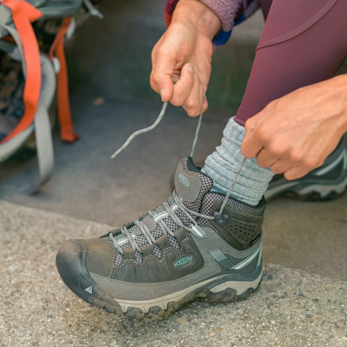 Keen Targhee III Waterproof Mid Hiking Boot (Women) - Magnet/Atlantic Blue Boots - Hiking - Mid - The Heel Shoe Fitters