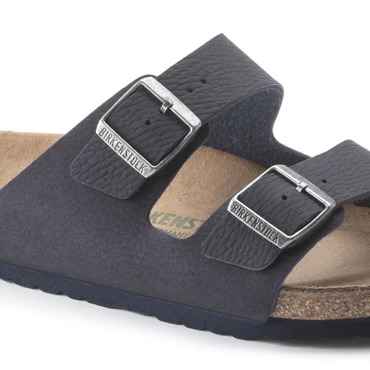Birkenstock Arizona Vegan Slide Sandal (Men) - Desert Dust Indigo Blue Microfiber Sandal - Slide - The Heel Shoe Fitters