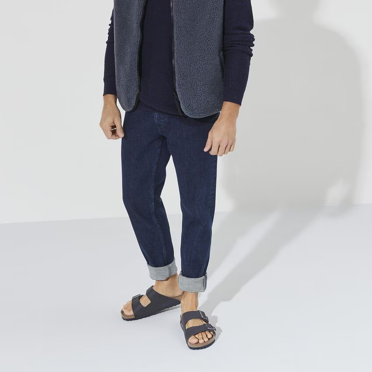 Birkenstock Arizona Vegan Slide Sandal (Men) - Desert Dust Indigo Blue Microfiber Sandal - Slide - The Heel Shoe Fitters