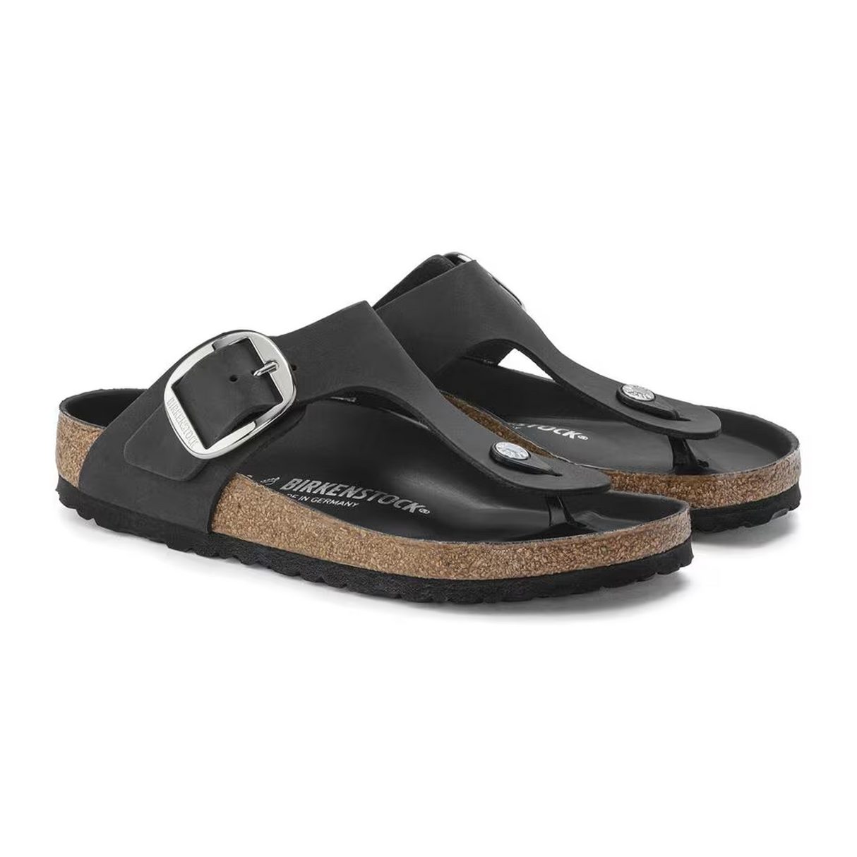 Birkenstock Gizeh Big Buckle Sandal (Women) - Black Oiled Leather Sandal - Thong - The Heel Shoe Fitters