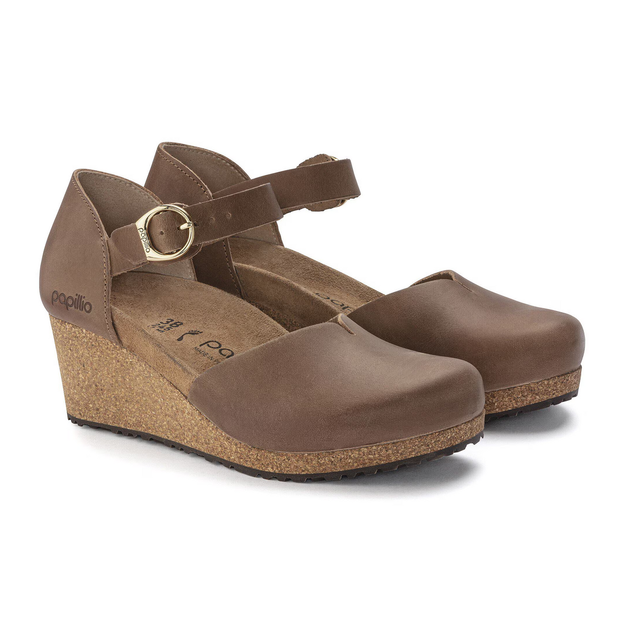 Birkenstock Mary Ring-Buckle Narrow Wedge Sandal (Women) - Cognac Oiled Leather Sandal - Heel/Wedge - The Heel Shoe Fitters