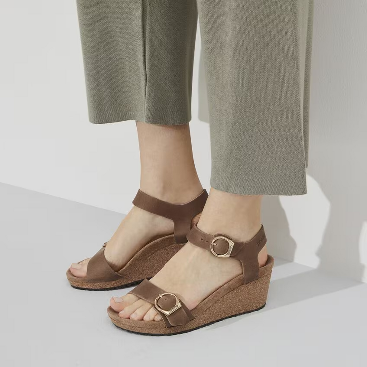 Birkenstock Soley Ring-Buckle Narrow Wedge Sandal (Women) - Cognac Oiled Leather Sandal - Heel/Wedge - The Heel Shoe Fitters