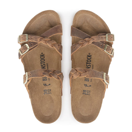 Birkenstock Franca Braid Slide Sandal (Women) - Cognac Oiled Leather Sandals - Slide - The Heel Shoe Fitters