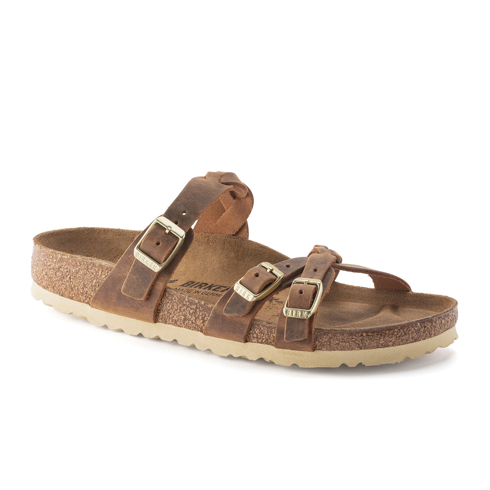 Birkenstock Franca Braid Slide Sandal (Women) - Cognac Oiled