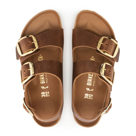 Birkenstock Milano Big Buckle Narrow Backstrap Sandal (Women) - Cognac Oiled Leather