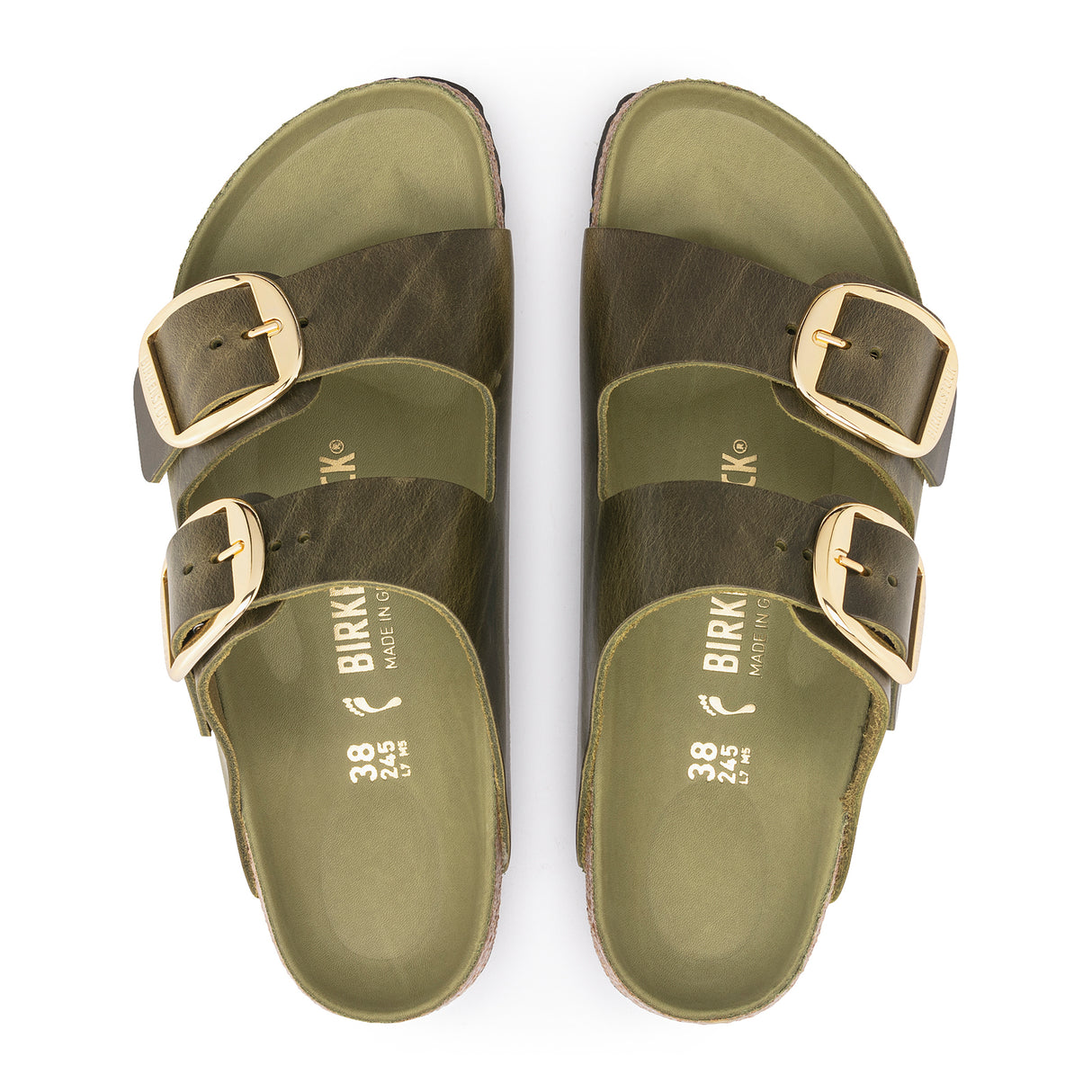 Birkenstock Arizona Big Buckle Narrow Slide Sandal (Women) - Green Olive Oiled Leather Sandal - Slide - The Heel Shoe Fitters