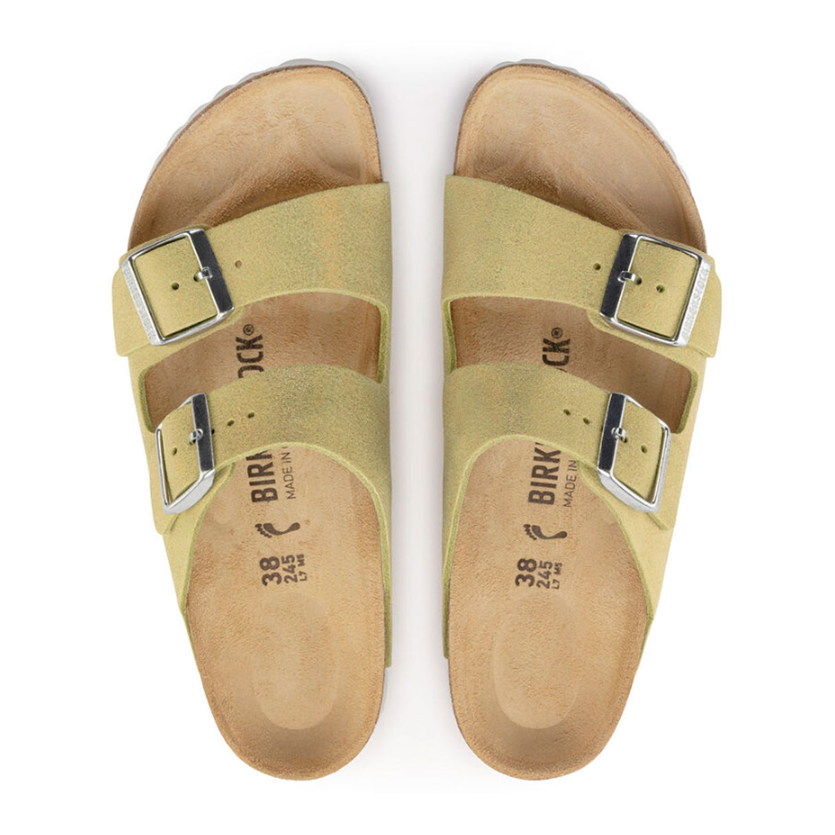 Birkenstock Arizona Slide Sandal (Women) - Shimmering Popcorn Suede Sandal - Slide - The Heel Shoe Fitters