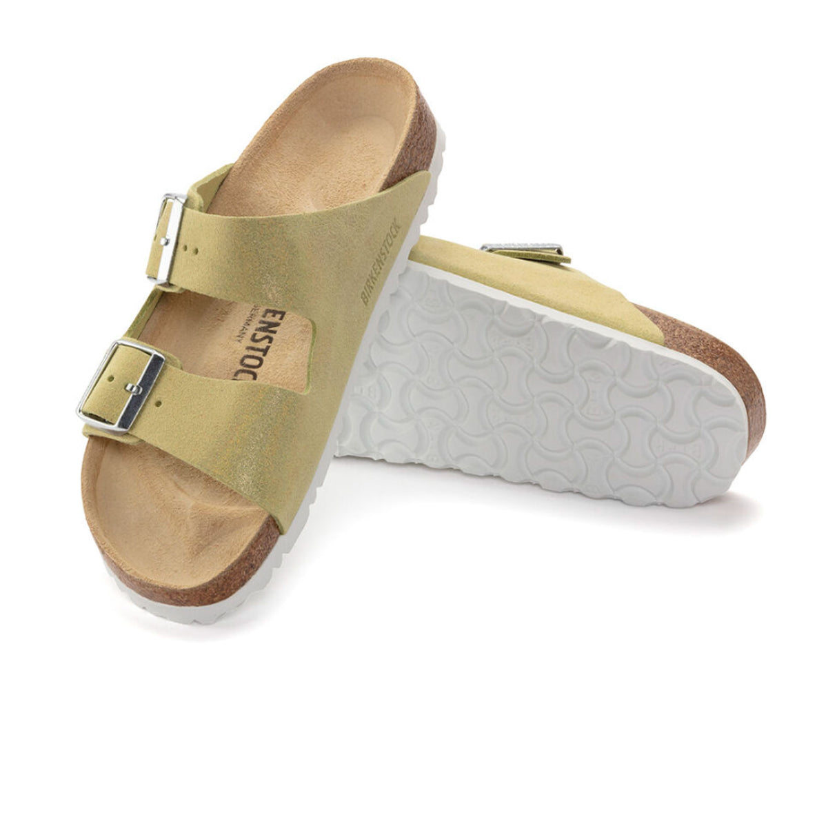Birkenstock Arizona Slide Sandal (Women) - Shimmering Popcorn Suede Sandal - Slide - The Heel Shoe Fitters