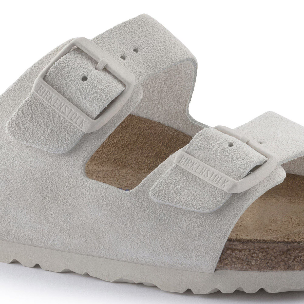 Birkenstock Arizona Soft Footbed Narrow Slide Sandal (Women) - Antique White Suede Sandal - Slide - The Heel Shoe Fitters