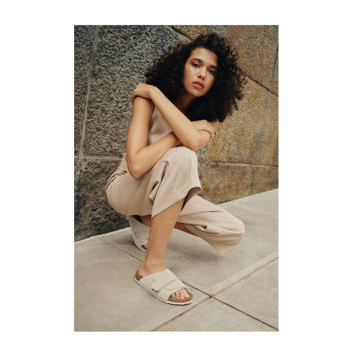 Birkenstock Kyoto Narrow Slide Sandal (Women) - Antique White Suede/Antique White Nubuck Sandal - Slide - The Heel Shoe Fitters