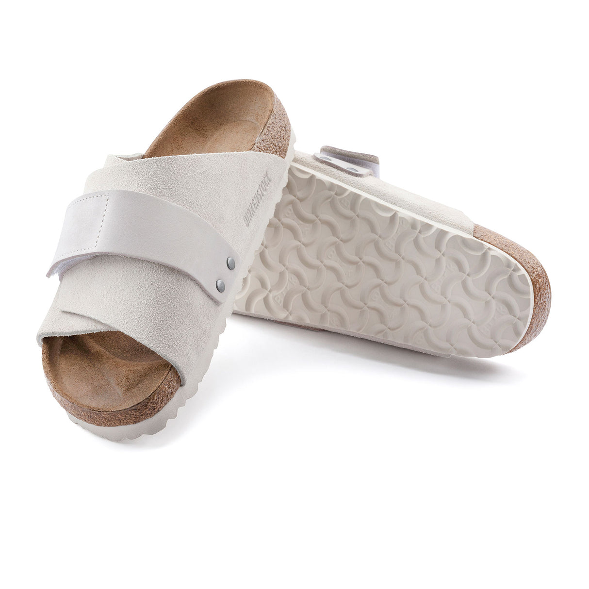 Birkenstock Kyoto Narrow Slide Sandal (Women) - Antique White Suede/Antique White Nubuck Sandal - Slide - The Heel Shoe Fitters