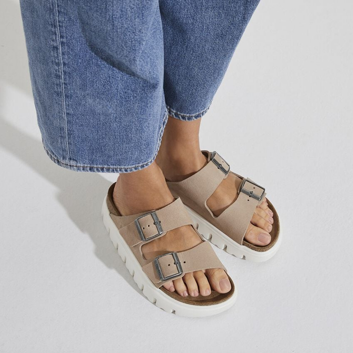 Birkenstock Arizona Chunky Slide Sandal (Women) - Warm Sand Suede Sandal - Slide - The Heel Shoe Fitters