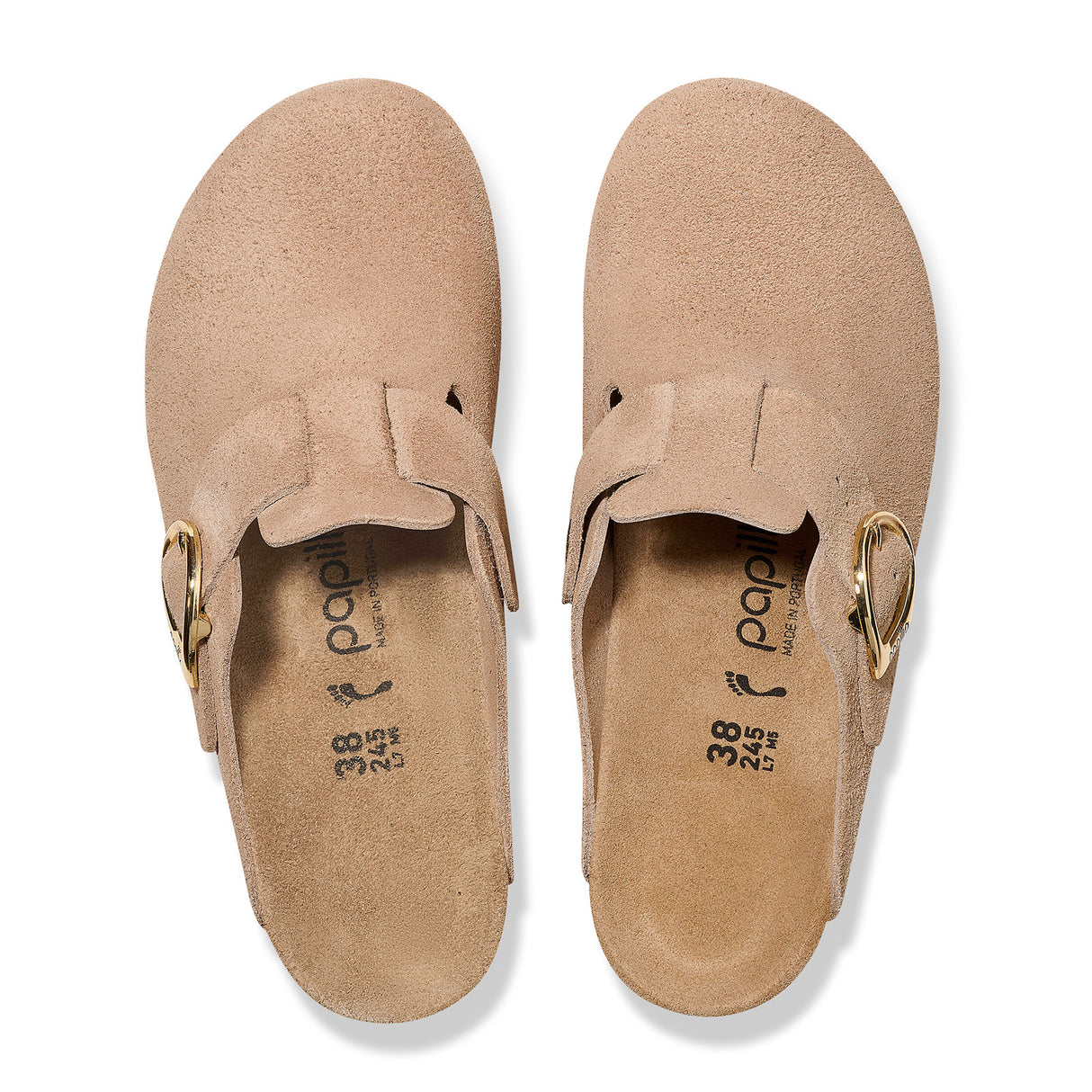 Birkenstock Fanny Ring-Buckle Narrow Wedge Clog (Women) - Warm Sand Suede Dress-Casual - Wedges - The Heel Shoe Fitters