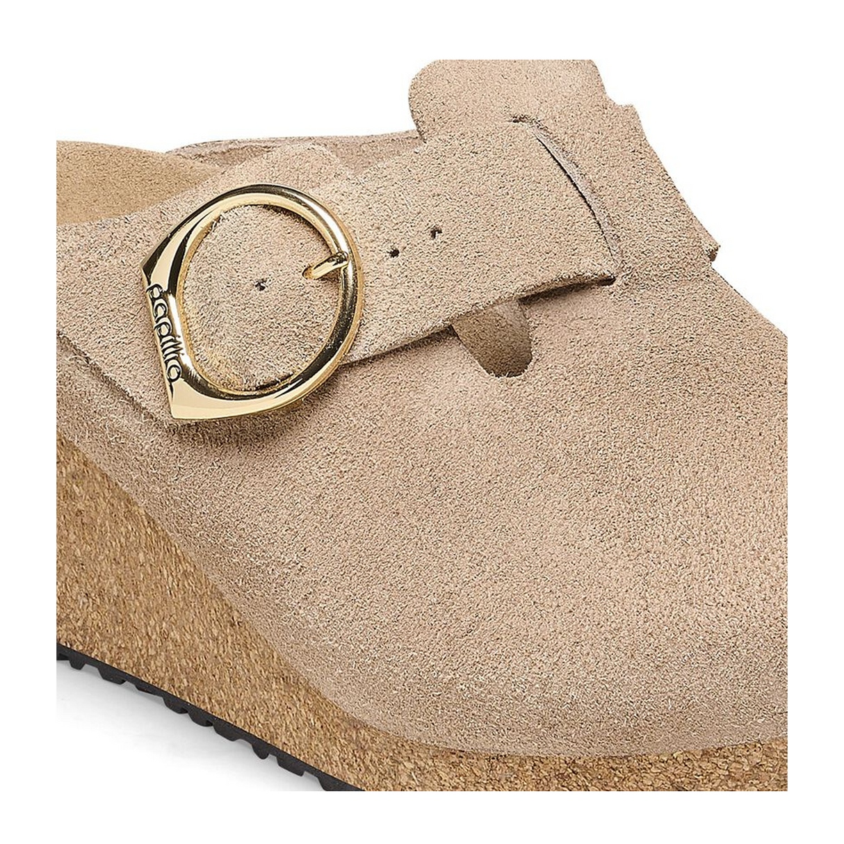 Birkenstock Fanny Ring-Buckle Narrow Wedge Clog (Women) - Warm Sand Suede Dress-Casual - Wedges - The Heel Shoe Fitters