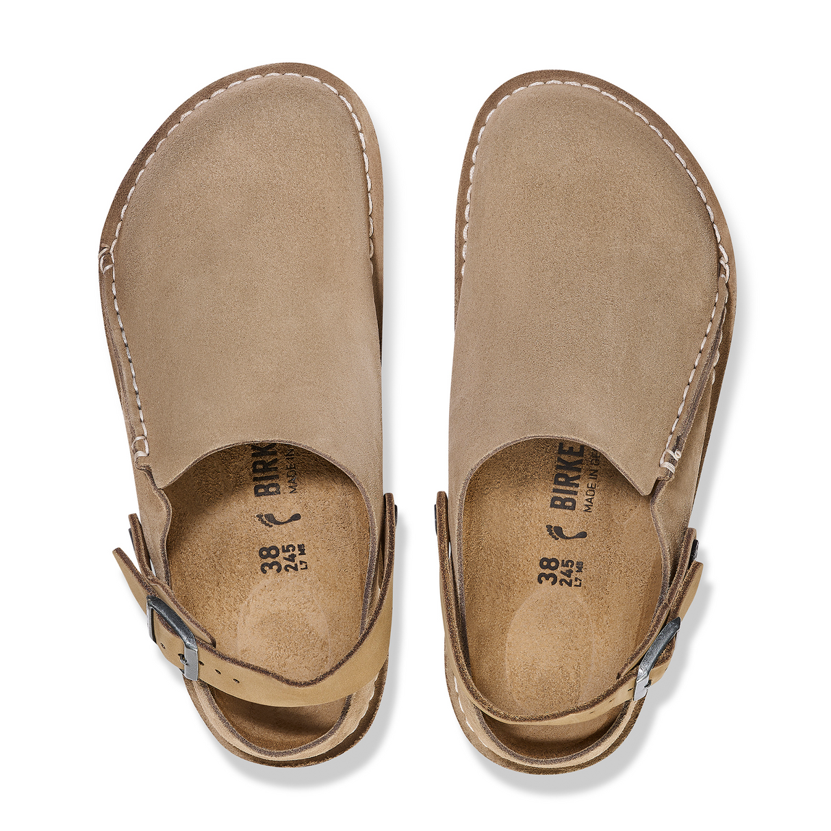 Birkenstock Lutry Narrow Slipper (Women) - Gray Taupe Suede Dress-Casual - Clogs & Mules - The Heel Shoe Fitters