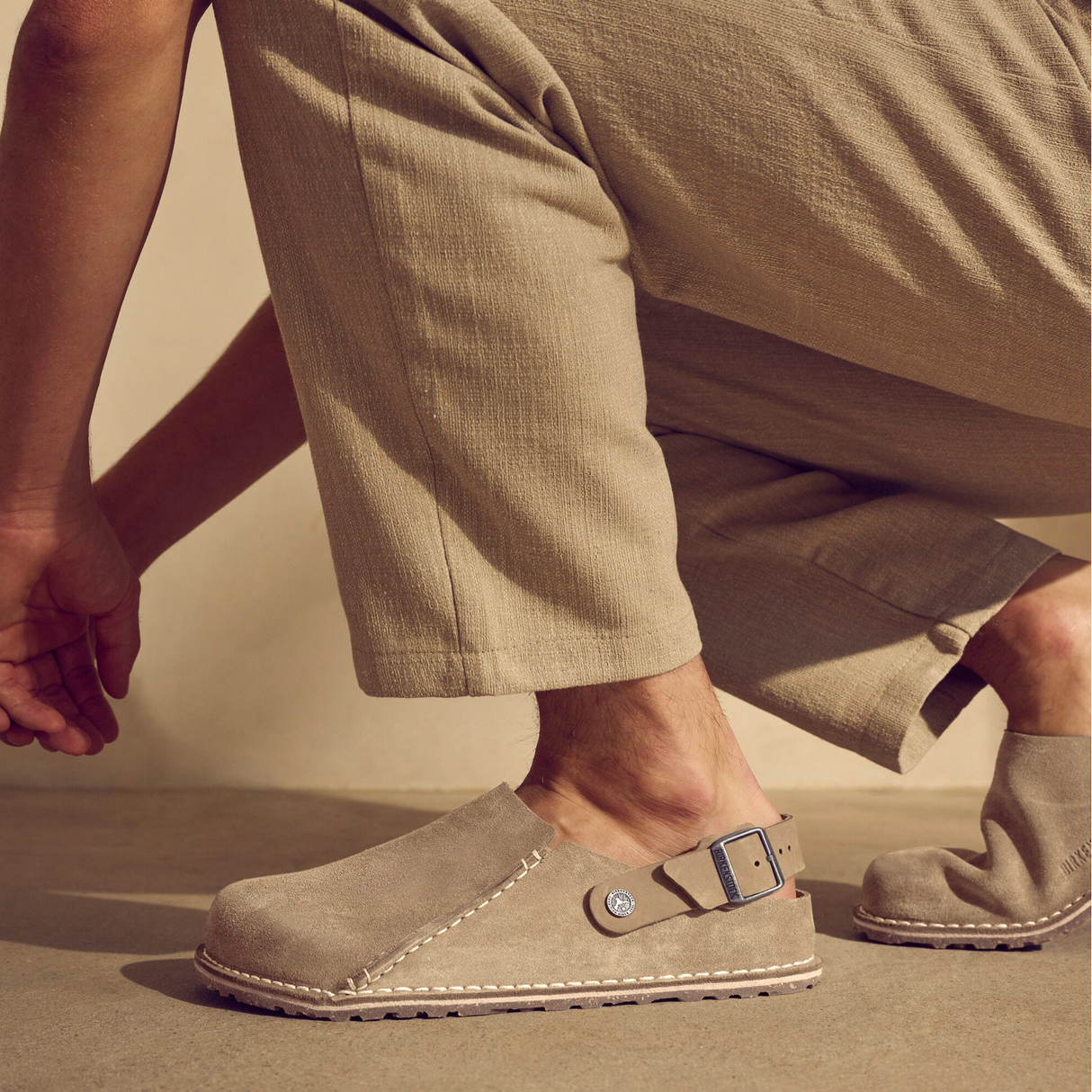 Birkenstock Lutry Narrow Slipper (Women) - Gray Taupe Suede Dress-Casual - Clogs & Mules - The Heel Shoe Fitters