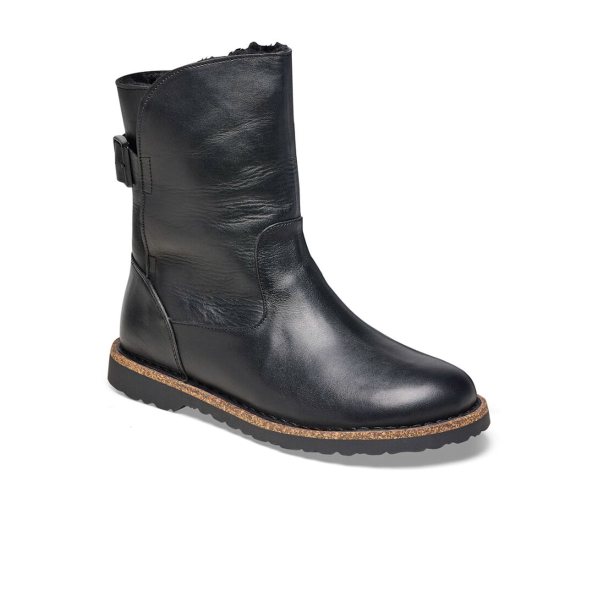 Birkenstock Uppsala Mid Boot (Women) - Black/Black Leather/Shearling Boots - Winter - Mid Boot - The Heel Shoe Fitters