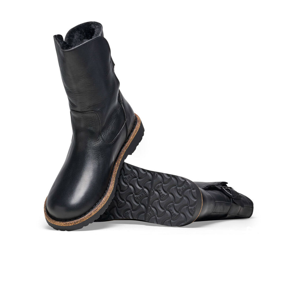 Birkenstock Uppsala Mid Boot (Women) - Black/Black Leather/Shearling Boots - Winter - Mid Boot - The Heel Shoe Fitters