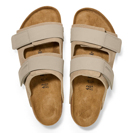 Birkenstock Uji Slide Sandal (Men) - Taupe Suede Nubuck Sandals - Slide - The Heel Shoe Fitters