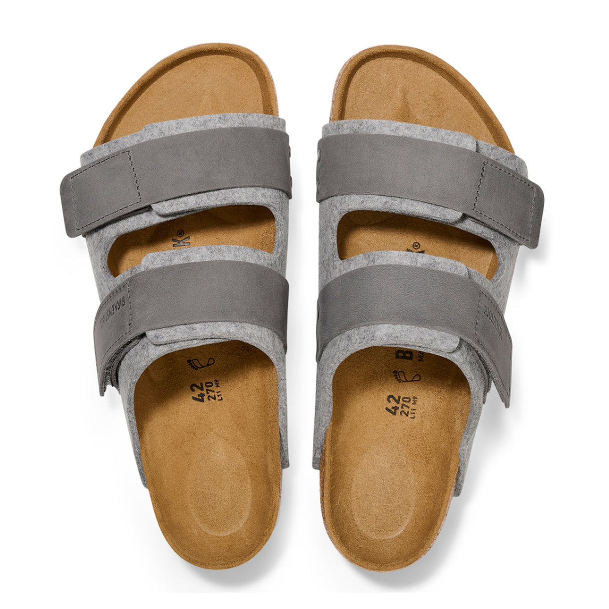 Birkenstock Uji Slide Sandal (Men) - Light Gray Leather/Iron Wool Sandal - Slide - The Heel Shoe Fitters