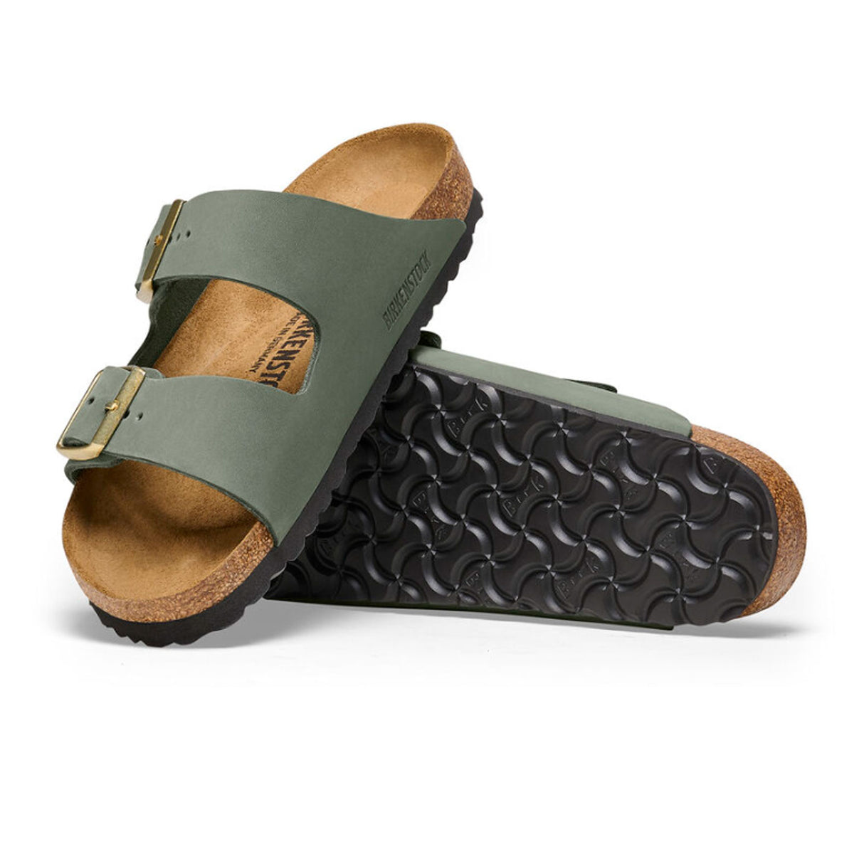 Birkenstock Arizona Narrow Slide Sandal (Women) - Thyme Nubuck Sandals - Slide - The Heel Shoe Fitters