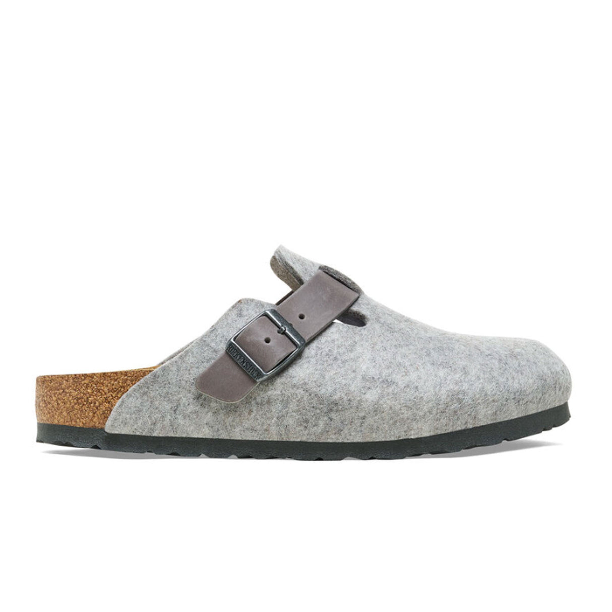 Birkenstock Boston Clog (Men) - Light Gray Leather/Iron Wool Dress-Casual - Clogs & Mules - The Heel Shoe Fitters