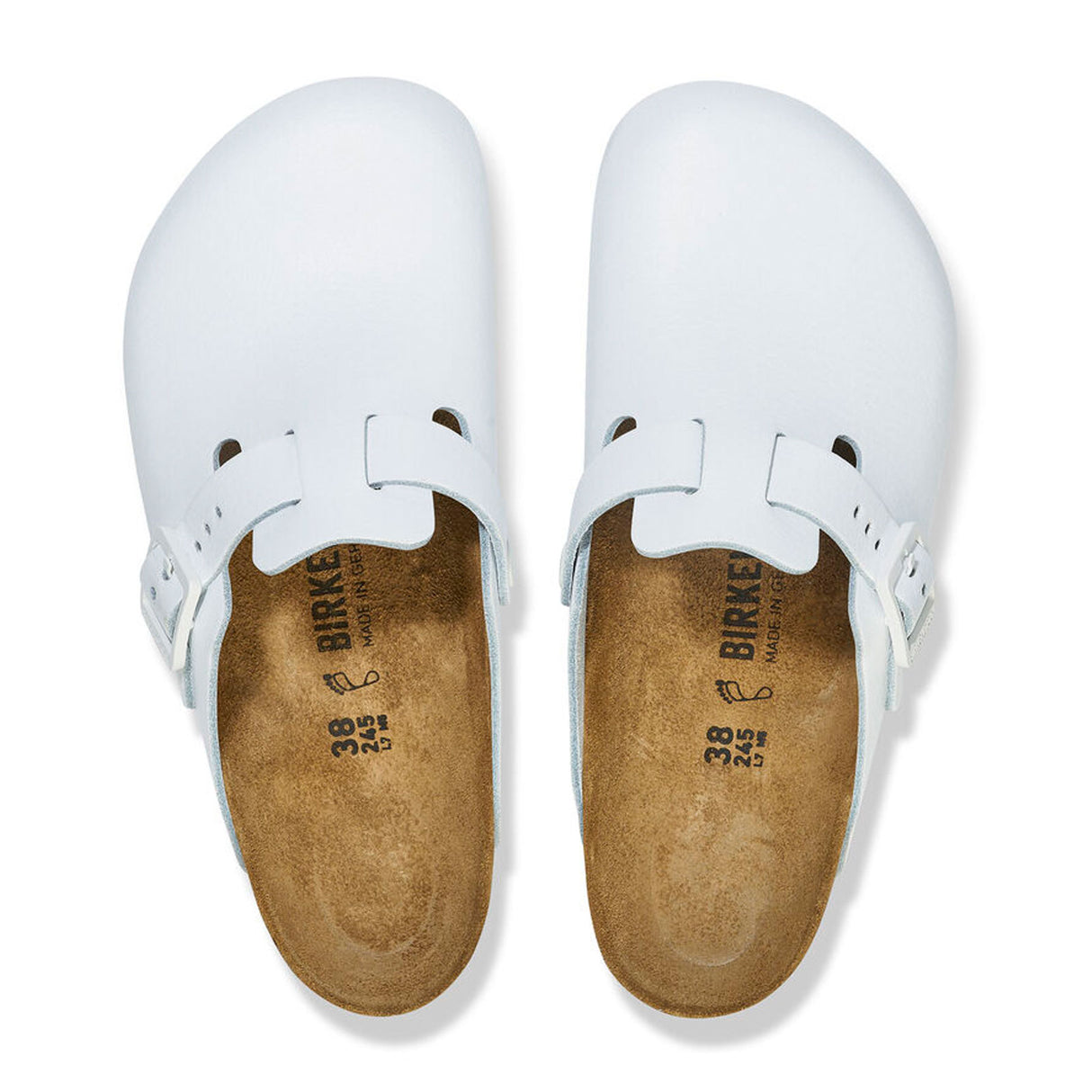 Birkenstock Boston Pro Narrow Clog (Women) - White Leather Dress-Casual - Professional - The Heel Shoe Fitters