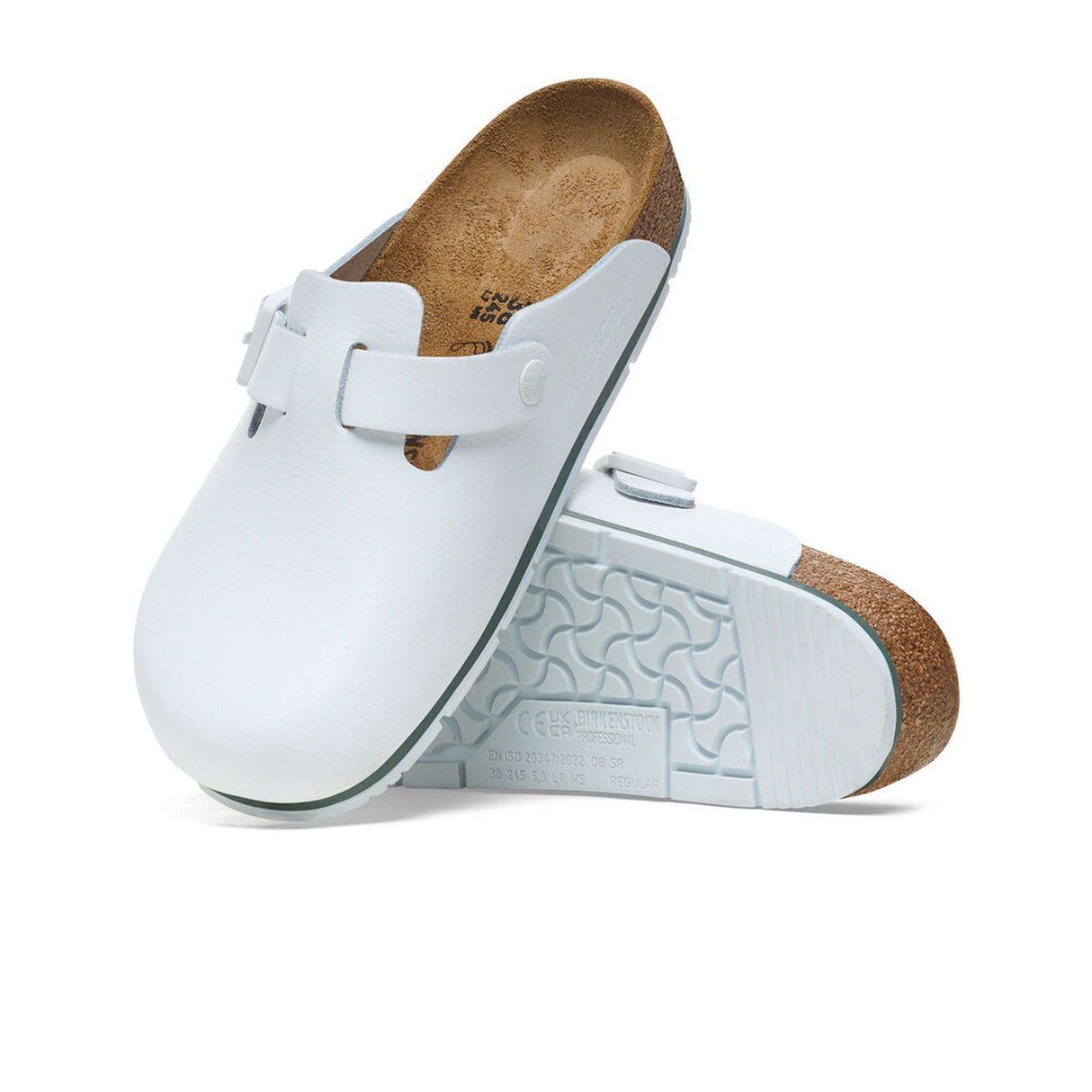 Birkenstock Boston Pro Narrow Clog (Women) - White Leather Dress-Casual - Professional - The Heel Shoe Fitters
