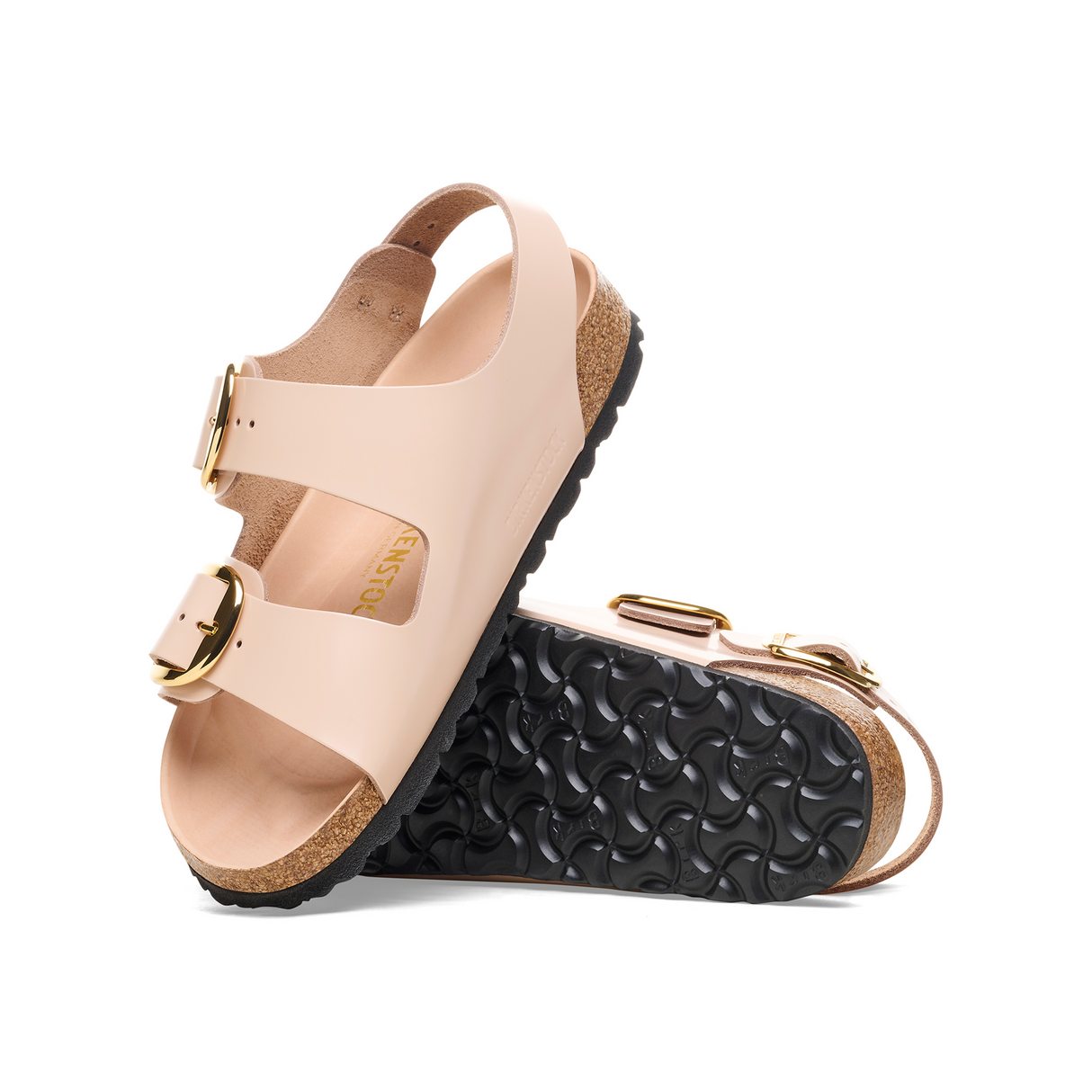 Birkenstock Milano Big Buckle Narrow Backstrap Sandal (Women) - High Shine New Beige Leather Sandal - Slide - The Heel Shoe Fitters