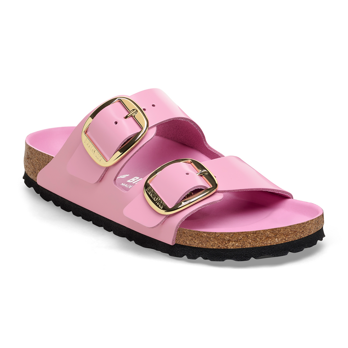 Birkenstock Arizona Big Buckle Slide Sandal (Women) - High Shine Fondant Pink Leather Sandal - Slide - The Heel Shoe Fitters