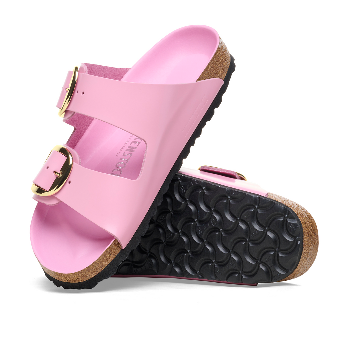Birkenstock Arizona Big Buckle Slide Sandal (Women) - High Shine Fondant Pink Leather Sandal - Slide - The Heel Shoe Fitters