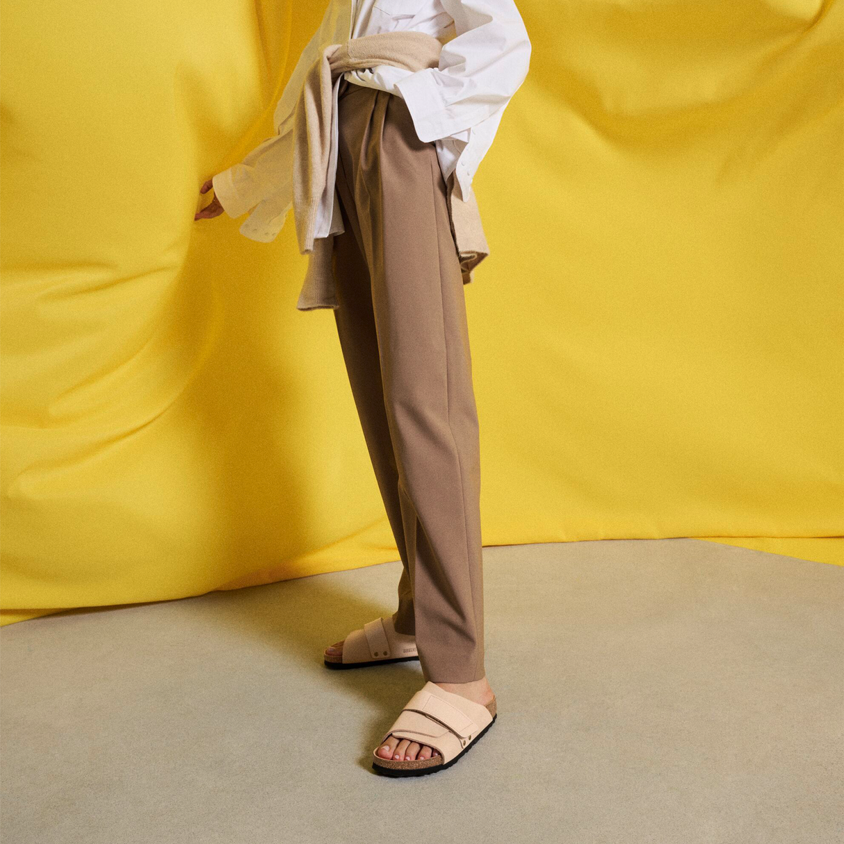 Birkenstock Uji Hex Narrow Slide Sandal (Women) - High Shine New Beige Nubuck Sandal - Slide - The Heel Shoe Fitters