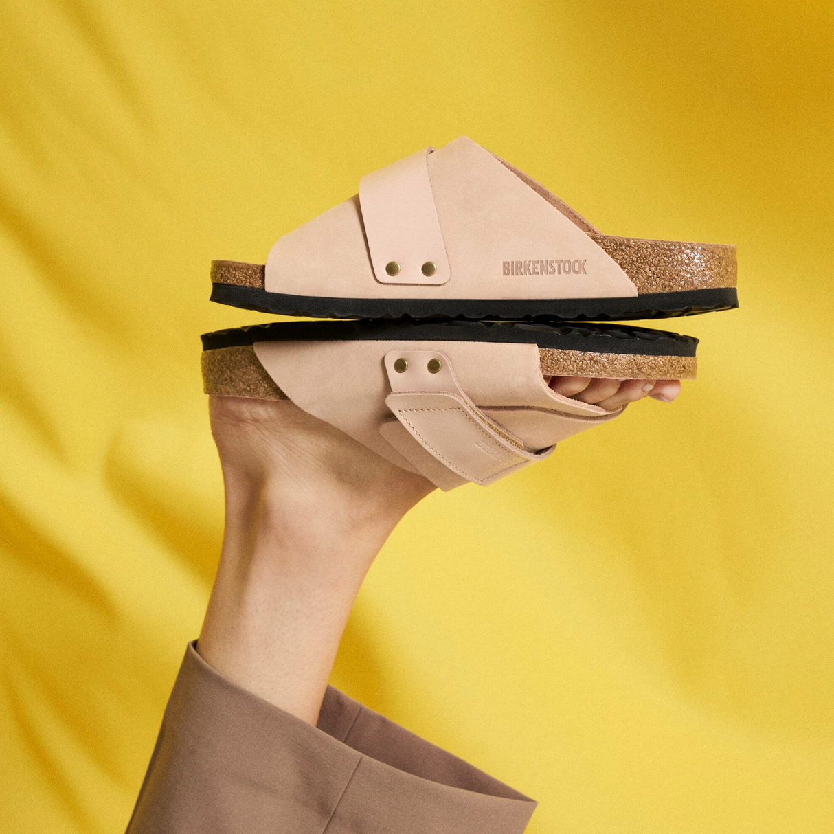 Birkenstock Uji Hex Narrow Slide Sandal (Women) - High Shine New Beige Nubuck Sandal - Slide - The Heel Shoe Fitters