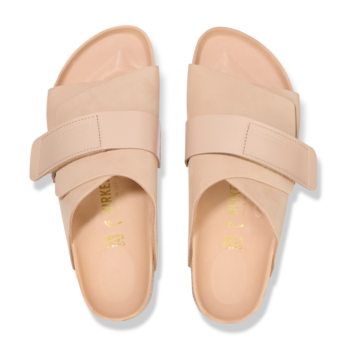 Birkenstock Kyoto Hex Narrow Slide Sandal (Women) - High Shine New Beige Nubuck Sandal - Slide - The Heel Shoe Fitters