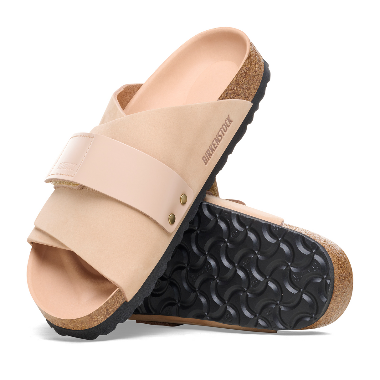 Birkenstock Kyoto Hex Narrow Slide Sandal (Women) - High Shine New Beige Nubuck Sandal - Slide - The Heel Shoe Fitters