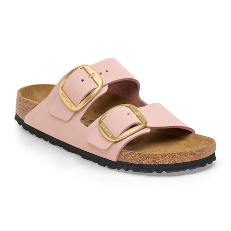 Birkenstock Arizona Big Buckle Slide Sandal (Women) - Soft Pink Nubuck Sandals - Slide - The Heel Shoe Fitters