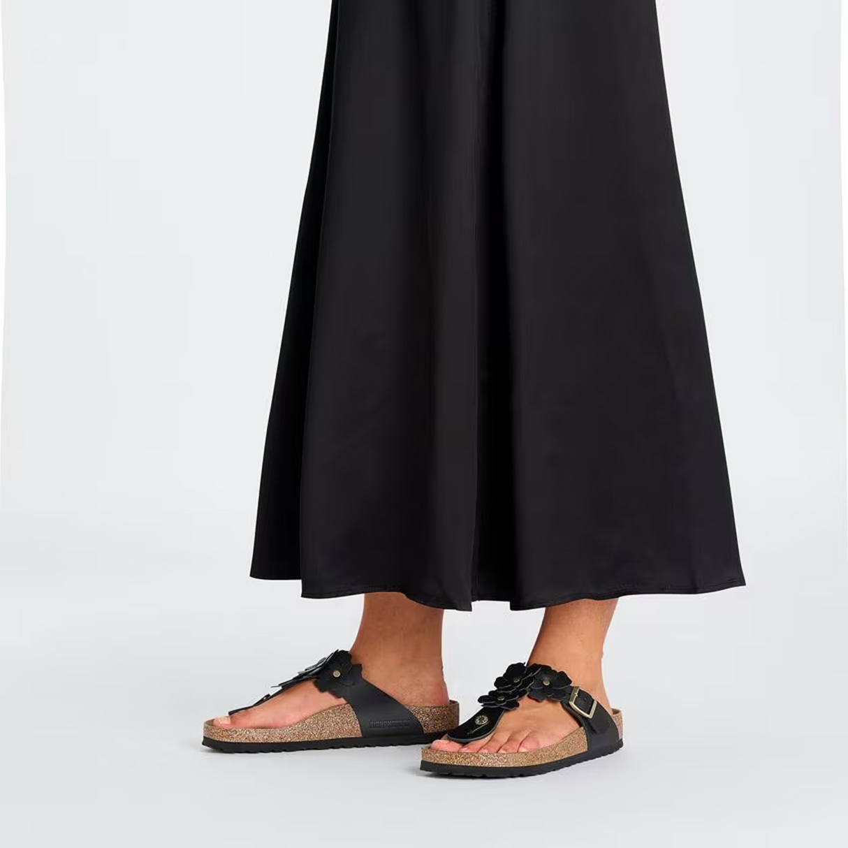 Birkenstock Gizeh Flowers Sandal (Women) - Black Leather Sandal - Thong - The Heel Shoe Fitters