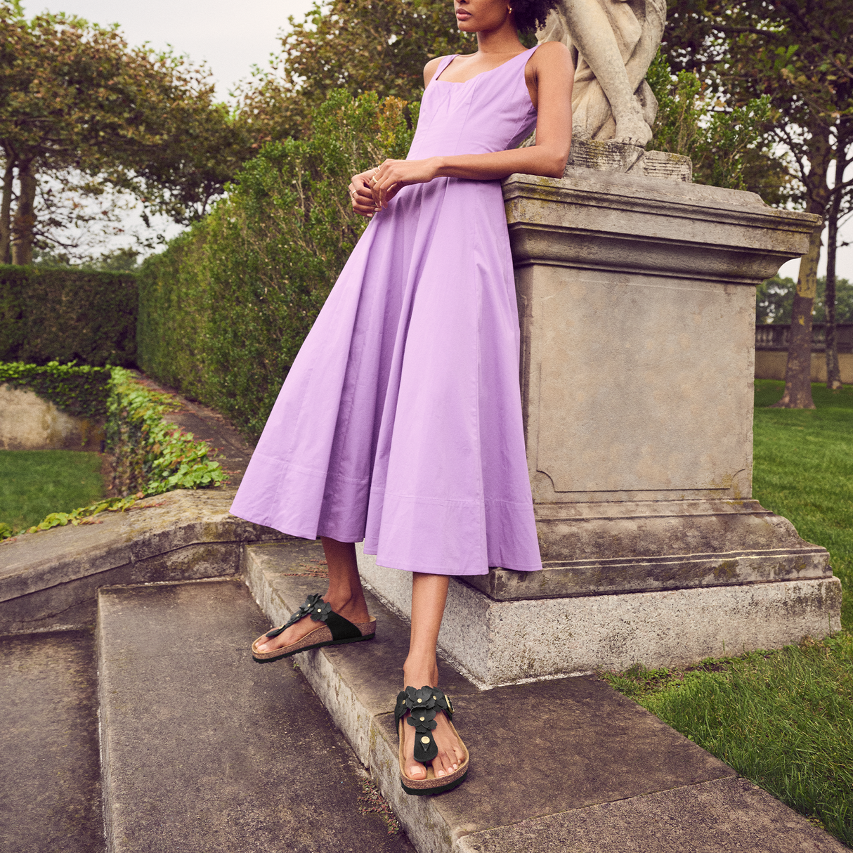 Birkenstock Gizeh Flowers Sandal (Women) - Black Leather Sandal - Thong - The Heel Shoe Fitters