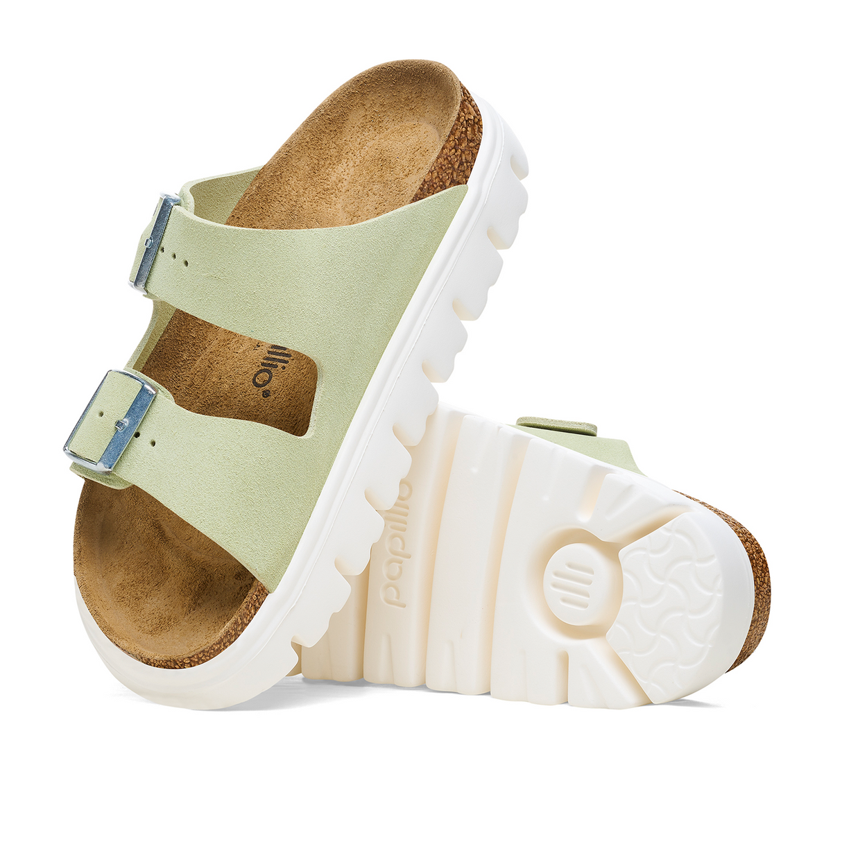 Birkenstock Arizona Chunky Slide Sandal (Women) - Faded Lime Suede Sandal - Slide - The Heel Shoe Fitters