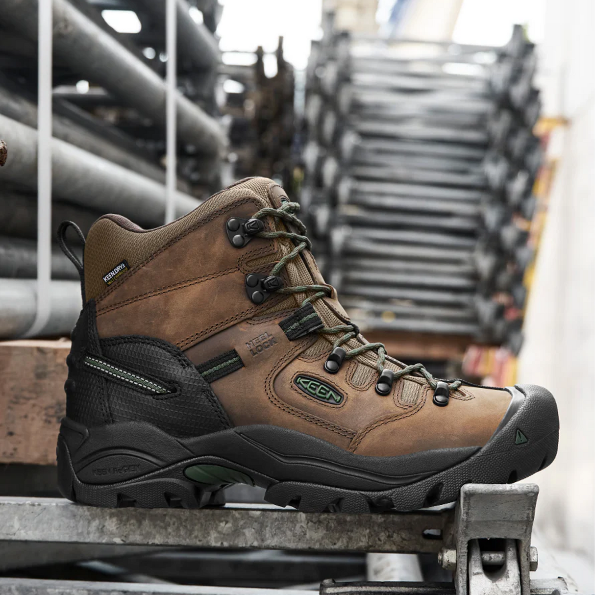 Keen Utility Pittsburgh Energy 6" Waterproof Composite Toe Work Boot (Men) - Cascade Brown/Greener Pastures Boots - Work - 6 Inch - The Heel Shoe Fitters