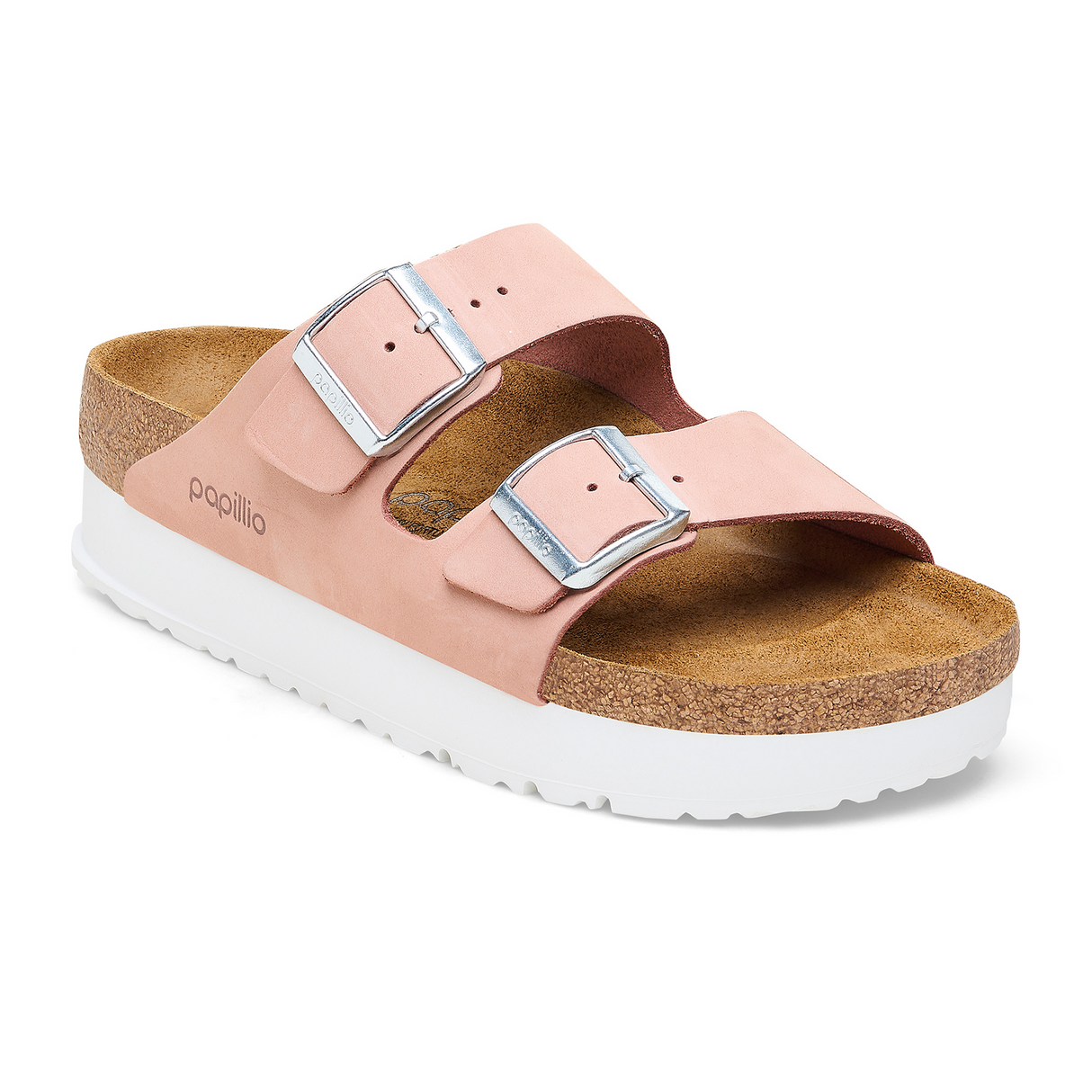 Birkenstock Arizona Exquisite Flex Platform Slide Sandal (Women) - Soft Pink Nubuck Sandal - Slide - The Heel Shoe Fitters