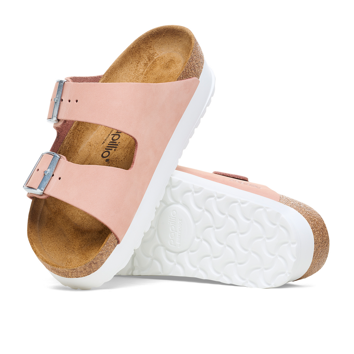 Birkenstock Arizona Exquisite Flex Platform Slide Sandal (Women) - Soft Pink Nubuck Sandal - Slide - The Heel Shoe Fitters