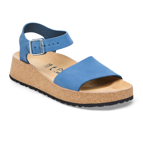 Birkenstock Glenda Narrow Wedge Sandal (Women) - Elemental Blue Nubuck Sandals - Heel/Wedge - The Heel Shoe Fitters